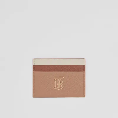 Burberry Tri-tone Grainy Leather Tb Card Case In Camel/archive Beige/warm Tan