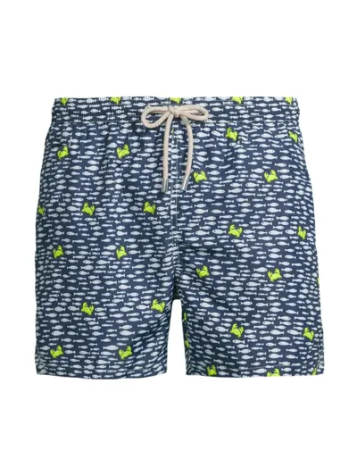 Mc2 Saint Barth Ultralight Printed 70s Swim Shorts In Blue Fish