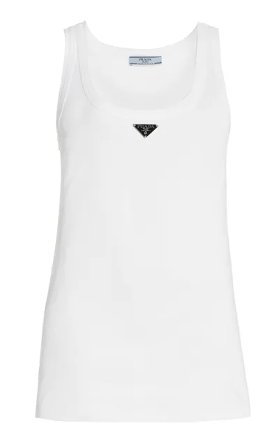 Prada Logo-plaque Sleeveless Vest Top In White