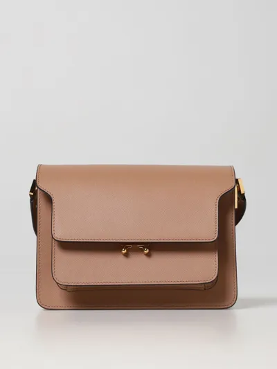 Marni Brown Leather Crossbody Bag For Women