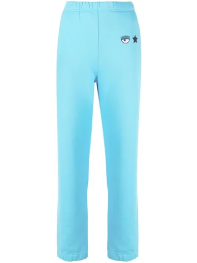 Chiara Ferragni Eye Star Cotton Track Pants In Blue