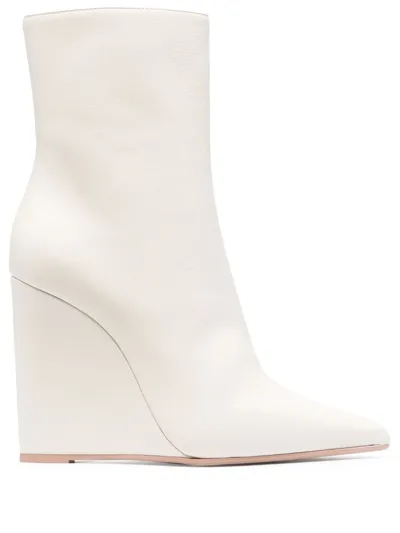 Le Silla 125mm Kira Wedge Boots In White