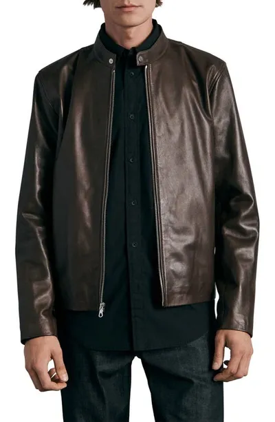 Rag & Bone Icons Archive Cafe Racer Leather Jacket In Brown