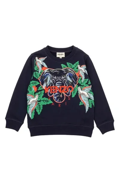 Kenzo Elephant-motif Embroidered Sweatshirt In Blue