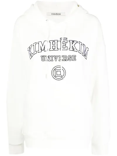 Kimhēkim Embroidered-logo Drawstring Hoodie In White