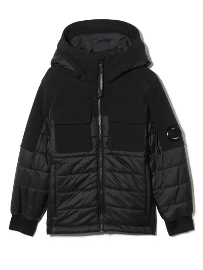 C.p. Company Black Mixed Panel Padded Shell Jacket