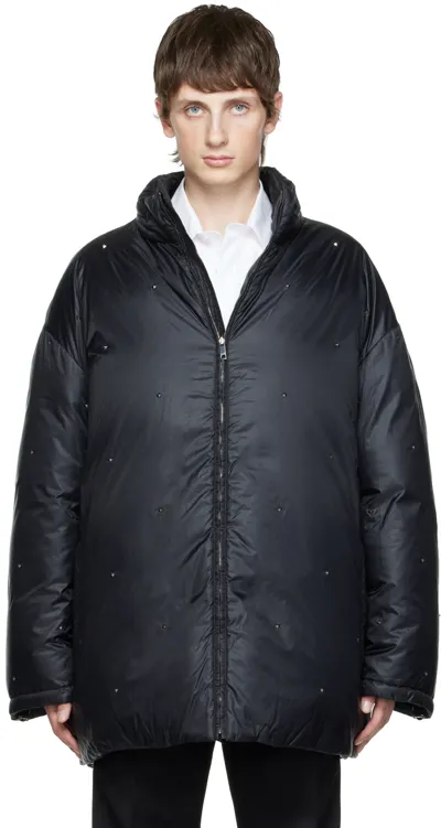 Valentino Black Nylon Jacket In 0no Nero