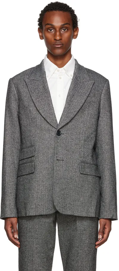 Erdem Richard Herringbone Blazer In Grey