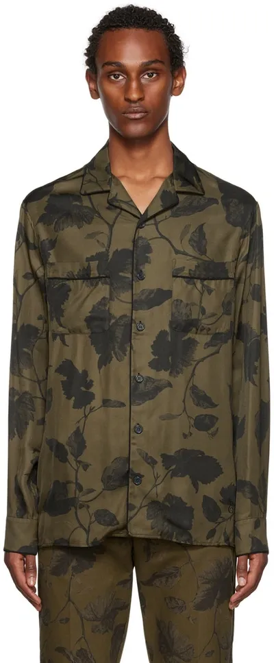 Erdem Floral-print Long-sleeved Shirt In Olive