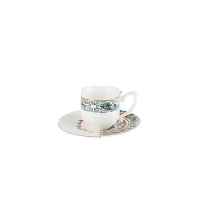 Seletti Tamara Hybrid Porcelain Coffee Cup And Saucer In White