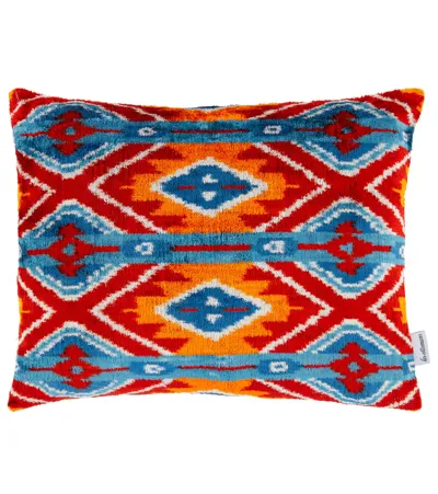 Les-ottomans Patterned Silk Cushion In Red