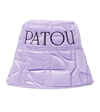 Patou Logo Quilted Satin Bucket Hat In Purple