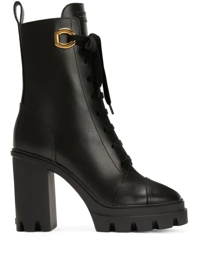 Giuseppe Zanotti Cubalibre Lug-sole Lace-up Boots In Nero