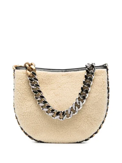 Stella Mccartney Small Frayme Fff Shoulder Bag In Neutrals