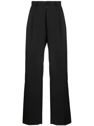 Maison Margiela Jet Black Wool-mohair-silk Blend Trousers In Nero