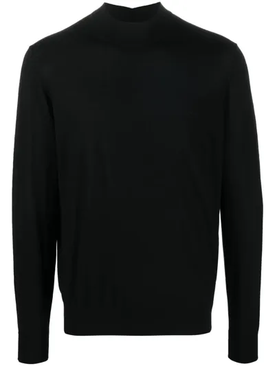 Giorgio Armani Mock-neck Virgin Wool Jumper In Schwarz