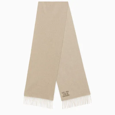 Max Mara Cashmere Scarf With Fringes In Beige