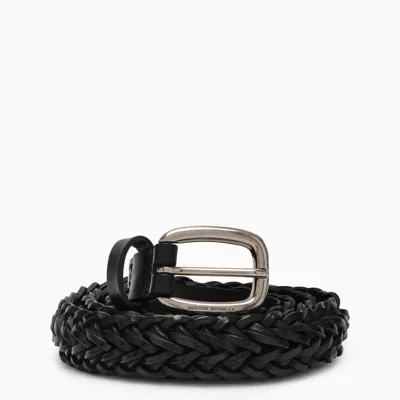 Golden Goose Black Braided Belt In Leather