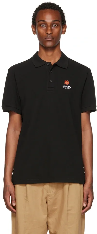 Kenzo Boke Flower Crest Polo Shirt In Noir