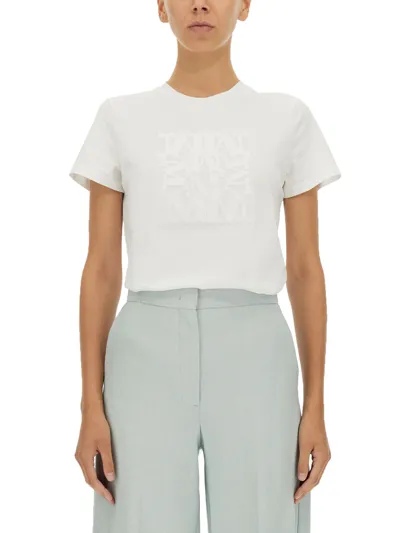 Max Mara T-shirt With Logo Patch In White