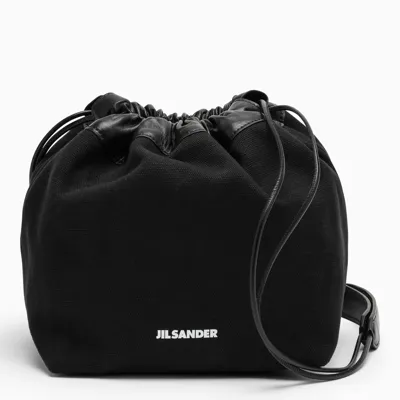 Jil Sander Dumpling Black Canvas Bucket Bag