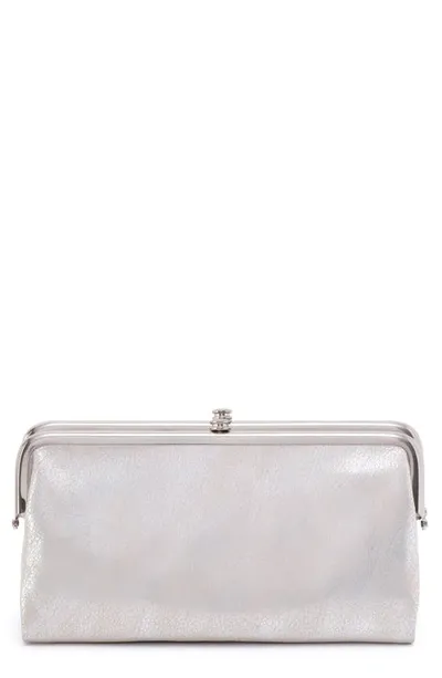 Hobo Lauren Double Frame Leather Wallet In Silver