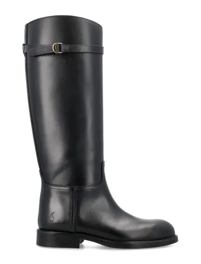 Polo Ralph Lauren Buckle-detail Riding Boots In Black