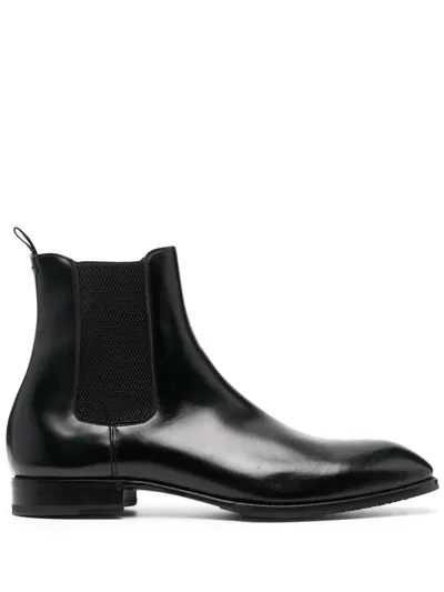 Lidfort Pointed Toe Leather Boots In Black