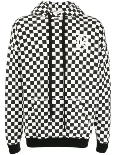 R13 Checkerboard Logo Oversized Hoodie In Black White Checker