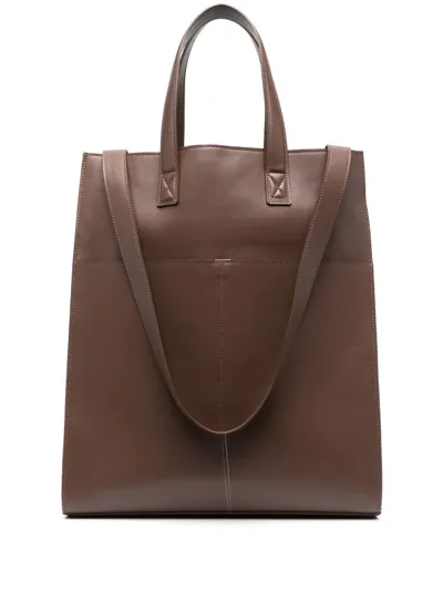 Marsèll Large Rectangular Leather Tote Bag In Brown