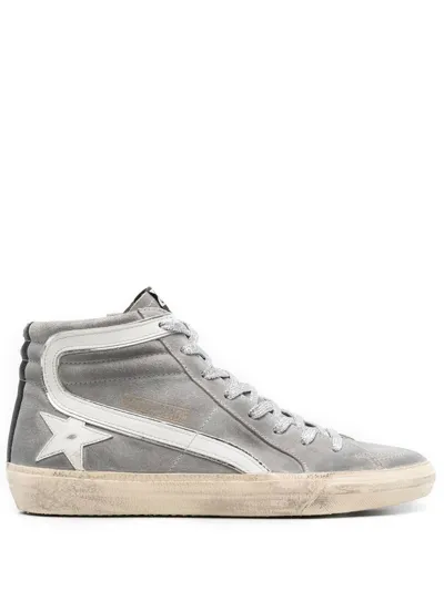 Golden Goose Slide High-top Lace-up Sneakers In Grey