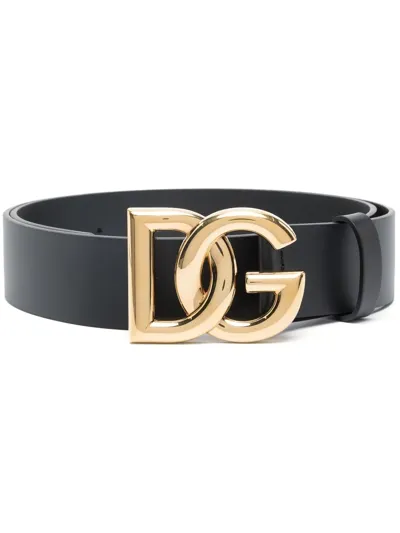 Dolce & Gabbana Logo Buckled Belt In Black