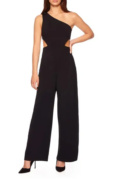 Susana Monaco One-shoulder Cutout Wide Leg Jumpsuit In Black