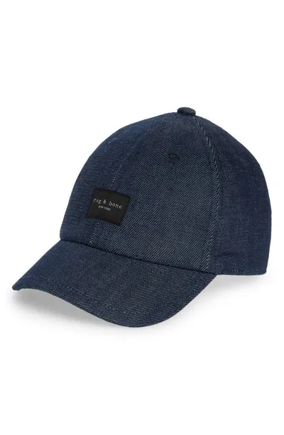 Rag & Bone Addison Denim Baseball Cap In Dark Denim