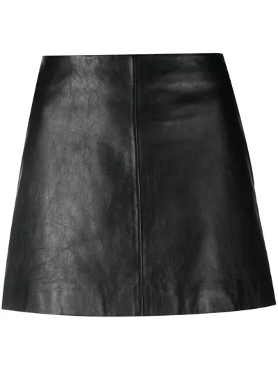 Sportmax `preston` Leather Skirt In Black