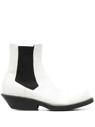 Marni Square-toe Leather Ankle Boots In White