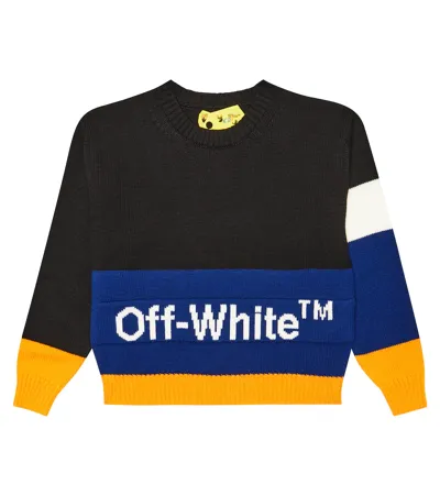 Off-white Kids' Black Sweater For Boy With Logo In Black White