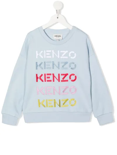 Kenzo Kids' Logo-embroidered Sweatshirt In Blau