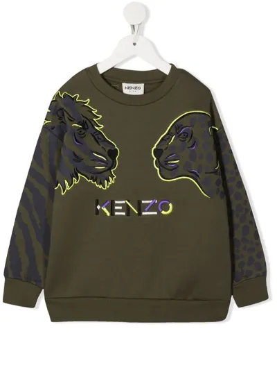 Kenzo Kids' Embroidered Animal Sweatshirt In Grün