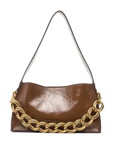 Manu Atelier Creased-detail Leather Shoulder Bag In Brown