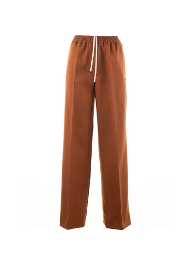 Weekend Max Mara Wool Trousers Godezia In Cuoio