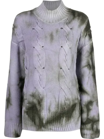 Off-white Tie-die Cable-knit Jumper In Violett