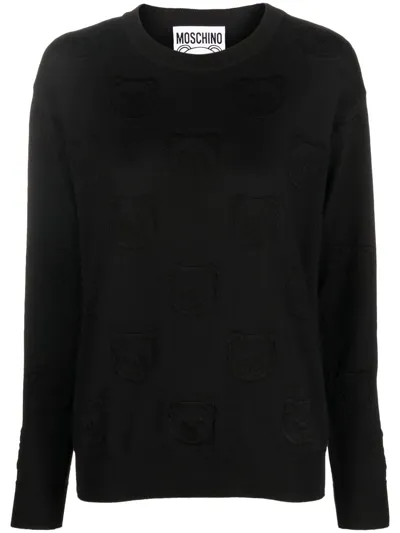 Moschino Teddy-jacquard Virgin Wool Jumper In Black