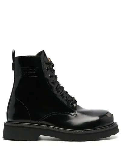 Kenzo Lace-up Ankle Boots In Black