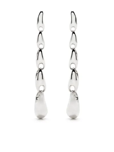 Georg Jensen Sterling Silver Reflect Polished Link Long Drop Earrings