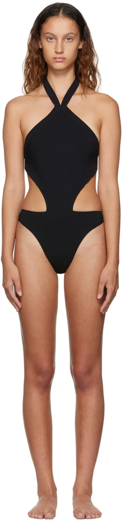 Alaïa Black Trikini One-piece Swimsuit In Noir