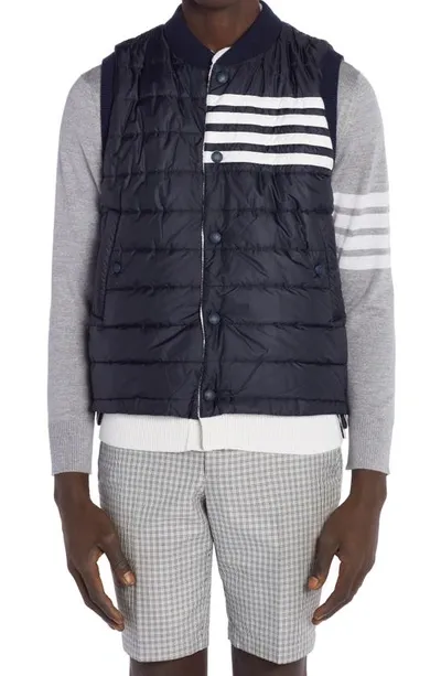 Thom Browne Reversible Tech-knit Hybrid Vest In Navy