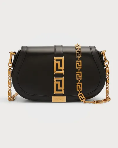 Versace Greca Goddess Medium Crossbody Bag In Black