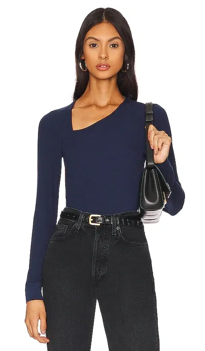 La Made Ysabel Angled Neckline Top In Dark Night