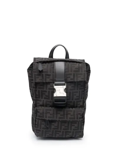 Fendi Monogram Logo-print Backpack In Black